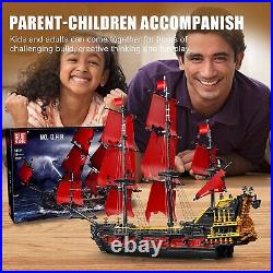 Mould King 13109 Red Ship Pirates of the Caribbean Sailboat Building Block Set