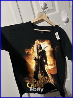 NWT DISNEY STORE Pirates of the Caribbean Johnny Depp JACK SPARROW T Shirt XL
