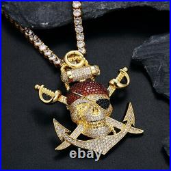 New Hop Hip Pirates Of The Caribbean Sword Skeleton Head Pendant Necklace 20In