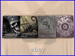 PIRATES OF THE CARIBBEAN 1-4 Steelbooks OOP