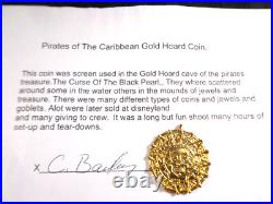 PIRATES OF THE CARIBBEAN Authentic Official Film Prop GOLD HOARD COIN & CRT