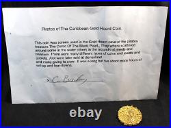 PIRATES OF THE CARIBBEAN Authentic Official Film Prop GOLD HOARD COIN & CRT