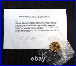 PIRATES OF THE CARIBBEAN Authentic Official Film Prop GOLD HOARD COIN & CRT