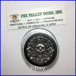 PIRATES OF THE CARIBBEAN CURSED SKULL MEDALLION. 9999 PURE SILVER 33.5g RARE