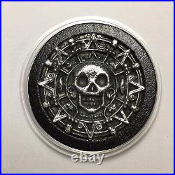 PIRATES OF THE CARIBBEAN CURSED SKULL MEDALLION. 9999 PURE SILVER 33.5g RARE