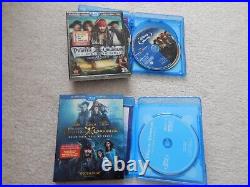 Pirates Of The Caribbean 1 2 3 4 5 Blu Ray Dvd's With Slip Covers Viewed Once