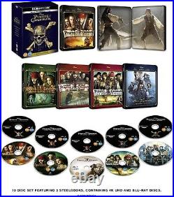 Pirates Of The Caribbean 1+2+3+4+5 Movie Collection Steelbook 4K Ultra HD