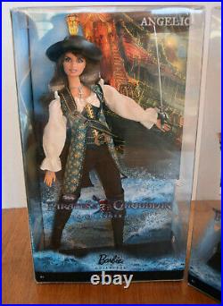 Pirates Of The Caribbean Barbie Lot + Necklace Jack Sparrow Angelica Johnny Depp