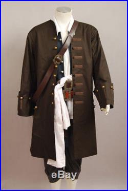 Pirates Of The Caribbean Jack Sparrow Halloween COSplay Costume Outfit FULL SET