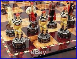 Pirates Vs Royal Navy Pirate Chess Set W 18 Cherry & Burlwood Color Board