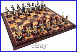 Pirates Vs Royal Navy Pirate Chess Set W 18 Cherry & Burlwood Color Board