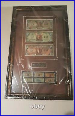 Pirates of Caribbean framed Disney Dollars & Pins Cast Exclusive LIMITED ED 50