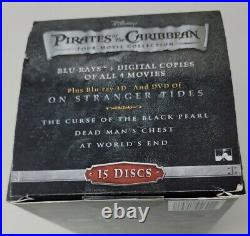 Pirates of the Caribbean 4 Movie Collection Blu ray DVD 15-Disc Set Pirate Chest