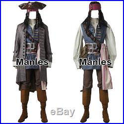 Pirates of the Caribbean 5 Captain Jack Sparrow Costume Wig Cosplay Halloween