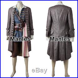 Pirates of the Caribbean 5 Jack Sparrow Captain Costume Cosplay Halloween Outfit