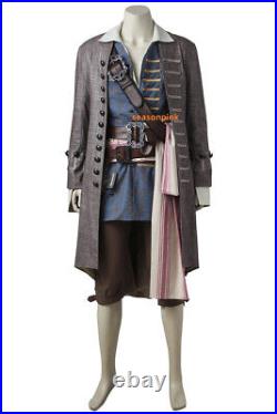 Pirates of the Caribbean 5 Jack Sparrow Cosplay Costume Outfits WithHat Mens Lot