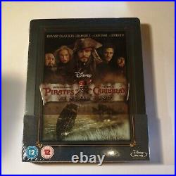Pirates of the Caribbean At Worlds End Blu-Ray Rare Steelbook Sealed Signed P&P