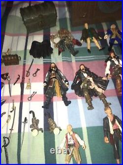 Pirates of the Caribbean Big Figure lot with Some accessories & Big Treasure Box