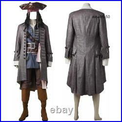 Pirates of the Caribbean Captain Cosplay Costume Suit Jack Sparrow Halloween