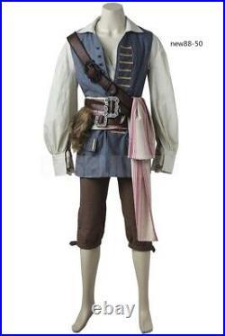 Pirates of the Caribbean Captain Cosplay Costume Suit Jack Sparrow Halloween