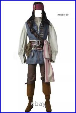 Pirates of the Caribbean Captain Cosplay Costume Suit Jack Sparrow Halloween