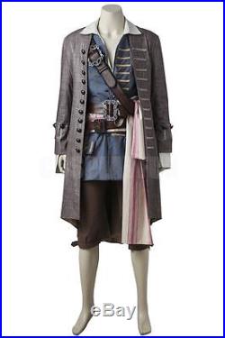 Pirates of the Caribbean Captain Jack Sparrow Cosplay Costume Coat Waistcoat