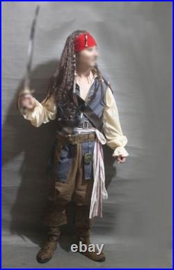 Pirates of the Caribbean Captain Jack Sparrow Costume Outfits Halloween Cosplay