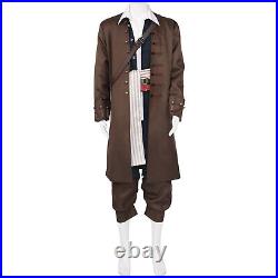 Pirates of the Caribbean Cosplay Captain Jack Sparrow Costume Jacket Hat Wig