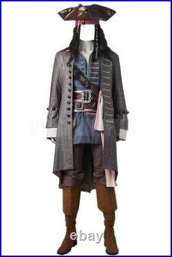 Pirates of the Caribbean Dead Men Captain Cosplay Costume Suit Jack Sparrow