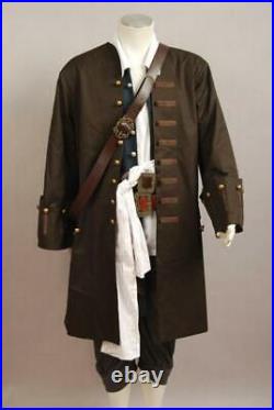 Pirates of the Caribbean Jack Sparrow Cosplay Costume Halloween Outfit Coat Set