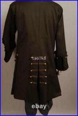 Pirates of the Caribbean Jack Sparrow Cosplay Costume Halloween Outfit Coat Set