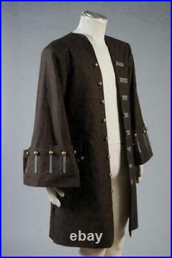 Pirates of the Caribbean Jack Sparrow Cosplay Costume Halloween Outfit Coat Set