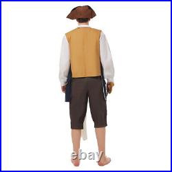 Pirates of the Caribbean Jack Sparrow Cosplay Costume Halloween Outfit Jacket