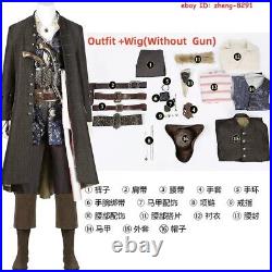 Pirates of the Caribbean Jack Sparrow Cosplay Costume Outfit Halloween Suit Shoe