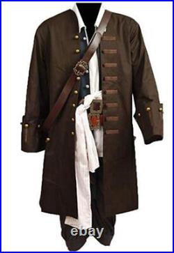 Pirates of the Caribbean Jack Sparrow Cosplay Full Suit Hat Wig Beard Costume