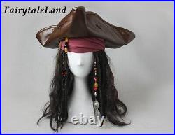 Pirates of the Caribbean Jack Sparrow Cosplay Hat Jackie Wig Costume Accessories