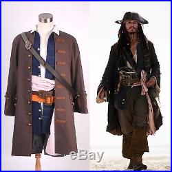 Pirates of the Caribbean Jack Sparrow Costume Cosplay Set Halloween Tailored