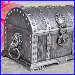 Pirates of the Caribbean Treasure Chest Case Silver Color Jewelry Box Size L