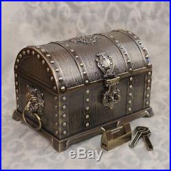 Pirates of the Caribbean Treasure Chest Case Vintage Bronze Box HOT