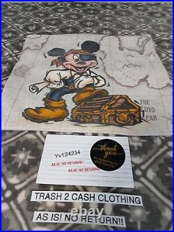 Rare Vtg Y2k Disney Mickey Mouse X Pirates Of The Caribbean Boys Lg Aop T Shirt