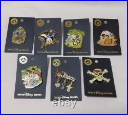 SET 7 Japan Tokyo Disneyland pins Pirates of the Caribbean Donald Chip N Dale