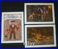Set of 3 Disney Disneyland Pirates of the Caribbean Prints Art Pirate Ship