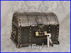 Size L Bronze Color Treasure Chest Vintage Pirates of the Caribbean Jewelry Box