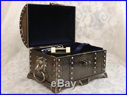 Size L Bronze Color Treasure Chest Vintage Pirates of the Caribbean Jewelry Box