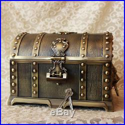 Super Size Pirates of the Caribbean Treasure Chest Case Vintage Bronze Box