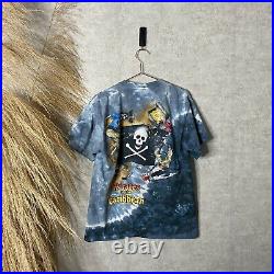 Vintage 1990s Pirates Of The Caribbean Disney Single Stitch Tie Dye T-Shirt