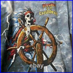 Vintage 1990s Pirates Of The Caribbean Disney Single Stitch Tie Dye T-Shirt