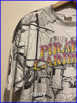 Vintage 90s Disney Pirates of the Caribbean Large AOP Shirt USA All Over Print