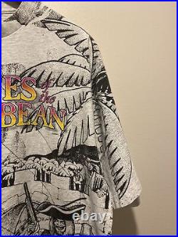 Vintage 90s Disney Pirates of the Caribbean Large AOP Shirt USA All Over Print