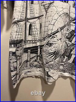 Vintage 90s Disney Pirates of the Caribbean Large AOP Shirt USA All Over Print